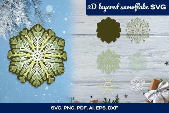 3D Layered Snowflake SVG for Winter Amp Branding