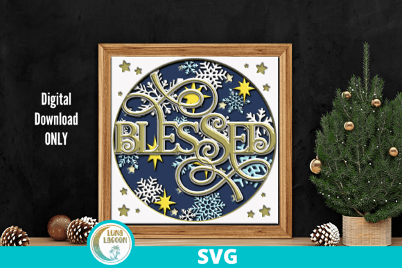 BLESSED 3D Svg for Christmas Shadow Box Design