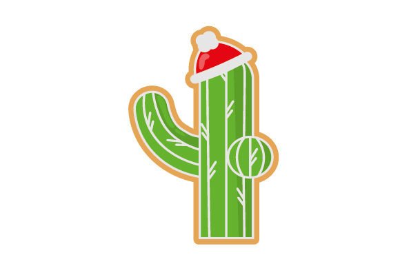 Farmhouse Christmas Cactus Santa Cookie Design