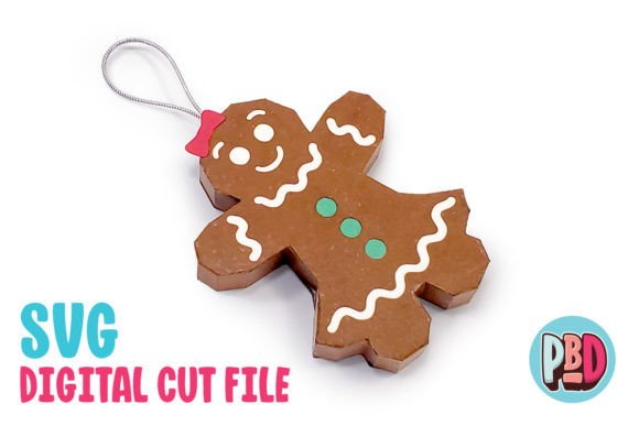 Gingerbread Woman 3D Paper Ornament for Christmas