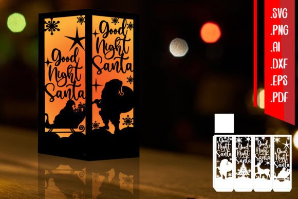Good Night Santa Lantern SVG for Christmas Design