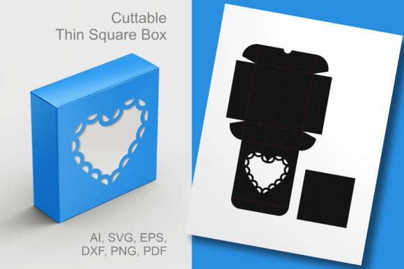 Heart Window Square Box Template for Gift Boxes