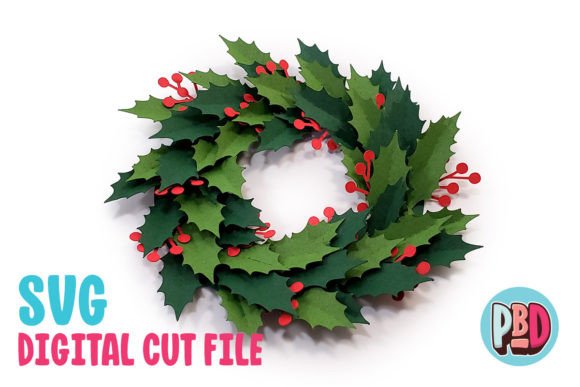 Holly Wreath 3D Papercraft for Christmas Blog Design