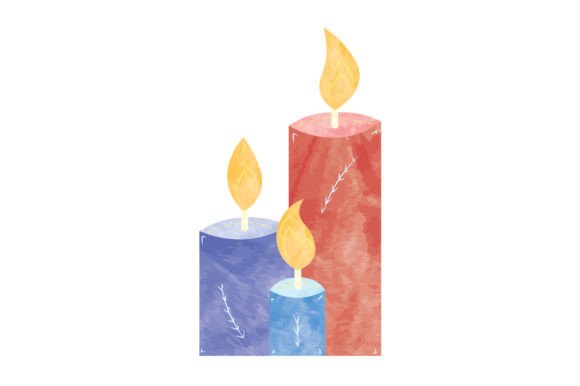 Hygge Candle Watercolor for Christmas Blog Graphics
