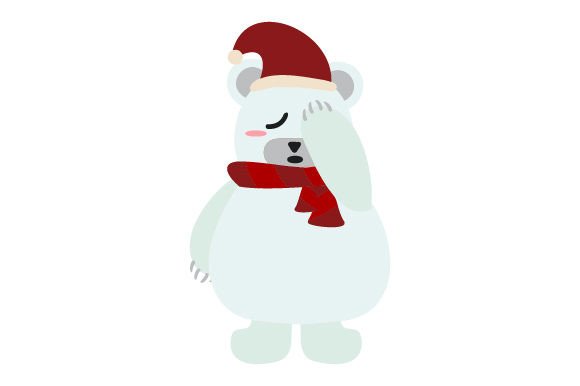 Kawaii Polar Bear Face-Palm for Christmas Crafts