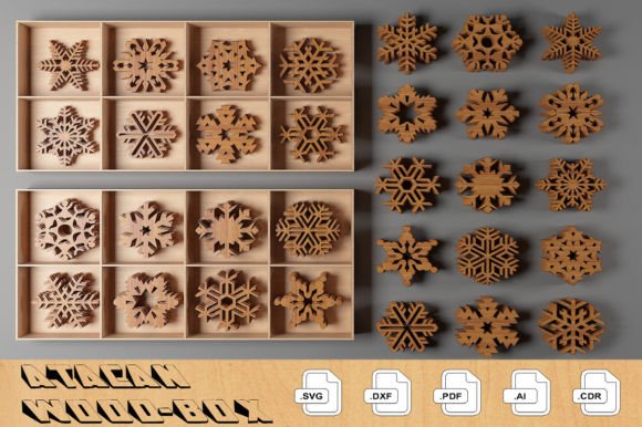 Laser Divided Box, Snowflakes Bundle 284 for Winter Amp