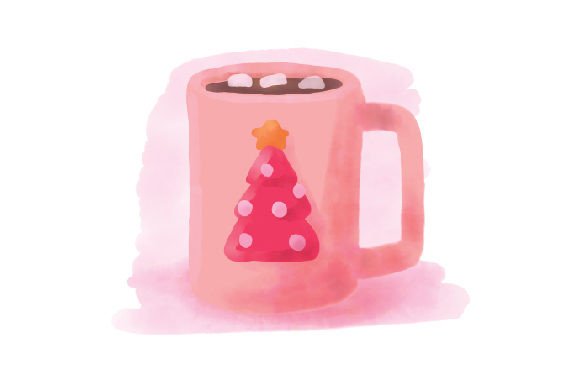 Pink Christmas Hot Cocoa Watercolor Review