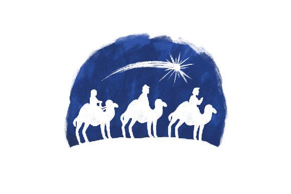 Three Wise Men Watercolor for Christmas Crafts